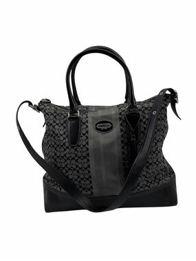 Coach Women's Signature Stripe Convertible Satchel with Shoulder Strap Handbag